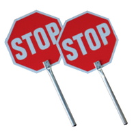Balizamiento manual, paletas, bastón luminoso y banderas de señalización 4950SS Paleta señalización Stop-Stop PVC con mango de aluminio