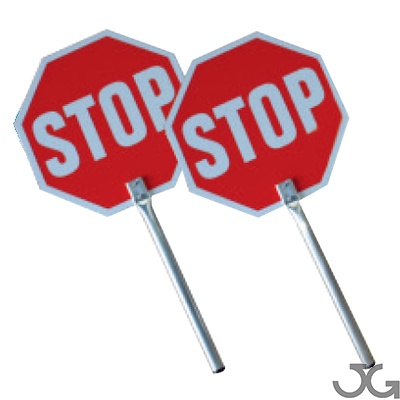 Paleta señalización de mano Stop-Stop PVC con mango de aluminio remachado y placa PVC. Octogono de 30 cm.
