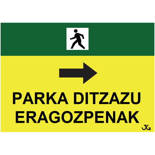 Señal de obra de advertencia para peatones. Carteles fabricados en polipropileno con 4 ojales de 70x50cm. Disponible en Español, Catalá, Euskera y Gallego