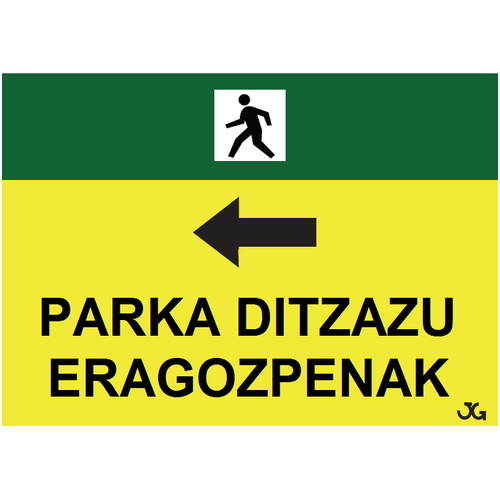 Señal de obra de advertencia para peatones. Carteles fabricados en polipropileno con 4 ojales de 70x50cm. Disponible en Español, Catalá, Euskera y Gallego