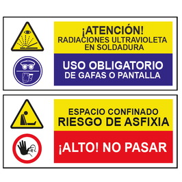 Señales combinadas de peligro y prohibición  Señalización combinada - Señales de advertencia de peligro y prohibición