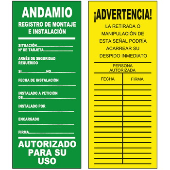 Tarjetas de señalización de medidas 83x203mm