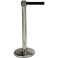 Postes separadores con cinta extensible retráctil 10903Ex Poste separador acero cromado con cinta extensible negra de 2m