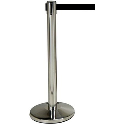 Postes separadores con cinta extensible retráctil 10903Ex Poste separador acero cromado con cinta extensible negra de 2m