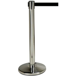 Postes separadores con cinta extensible retráctil 10903Ex Poste separador acero cromado con cinta extensible negra de 2m