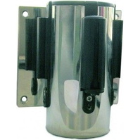 Postes separadores con cinta extensible retráctil 10975Ex Soporte a pared estándar acero cromado con cinta extensible negra de 2m