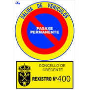Placa vado permanente aluminio de 300x440x1mm