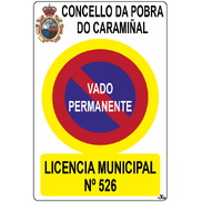 Placa vado permanente aluminio de 300x440x1mm