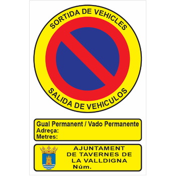 Placa vado permanente aluminio de 300x440x1mm