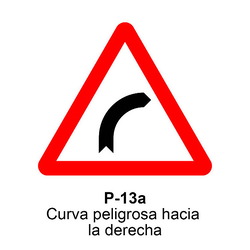 P-13a Curva peligrosa hacia la derecha