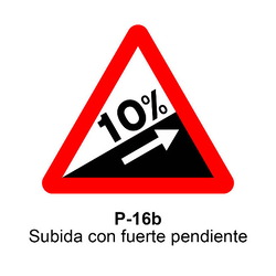 P-16b Subida con fuerte pendiente <p class="new_señal"> NUEVA </p>