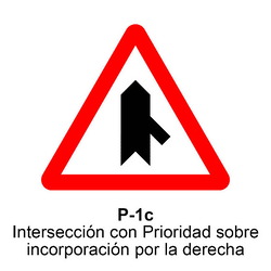 P-1c Intersección con prioridad sobre incorporación por la derecha