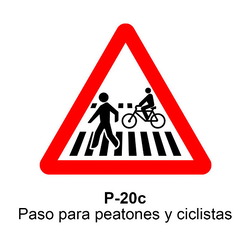 P-20c Paso para peatones y ciclistas <p class="new_señal"> NUEVA </p>