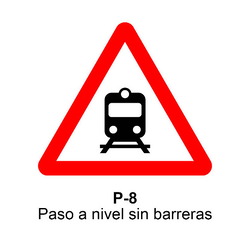 P-8 Paso a nivel sin barreras <p class="new_señal"> NUEVA </p>
