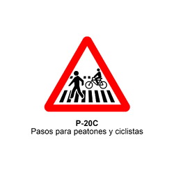 P-20c Paso para peatones y ciclistas <p class="new_señal"> NUEVA </p> Señales DEFINITIVAS (fondo blanco)