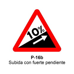 P-16b Subida con fuerte pendiente <p class="new_señal"> NUEVA </p> Señales DEFINITIVAS (fondo blanco)