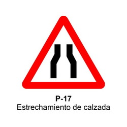 P-17 Estrechamiento de la calzada Señales DEFINITIVAS (fondo blanco)