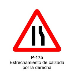 P-17a Estrechamiento de la calzada Señales DEFINITIVAS (fondo blanco)