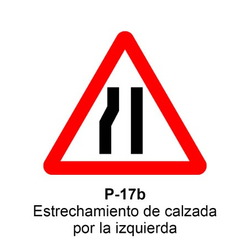 P-17b Estrechamiento de la calzada Señales DEFINITIVAS (fondo blanco)