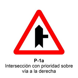 P-1A Intersección con prioridad a la derecha Señales DEFINITIVAS (fondo blanco)
