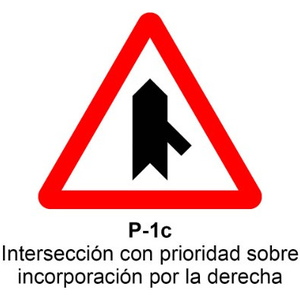 P-1C Intersección con prioridad sobre incorporación por la derecha
