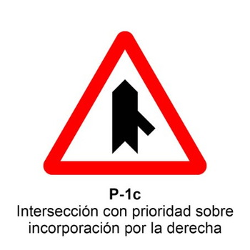 P-1C Intersección con prioridad sobre incorporación por la derecha