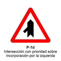 P-1D Intersección con prioridad sobre incorporación por la izquierda Señales DEFINITIVAS (fondo blanco)