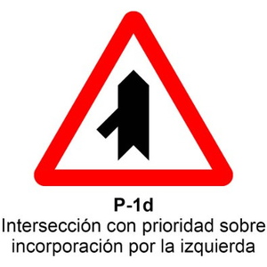 P-1D Intersección con prioridad sobre incorporación por la izquierda