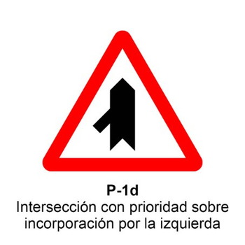 P-1D Intersección con prioridad sobre incorporación por la izquierda