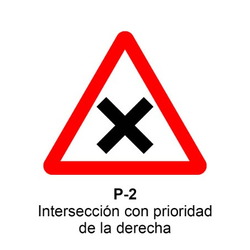 P-2 Intersección con prioridad a la derecha Señales DEFINITIVAS (fondo blanco)