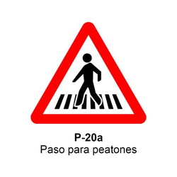 P-20a Paso para peatones <p class="new_señal"> NUEVA </p> Señales DEFINITIVAS (fondo blanco)