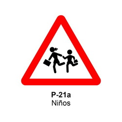 P-21a Niños <p class="new_señal"> NUEVA </p> Señales DEFINITIVAS (fondo blanco)