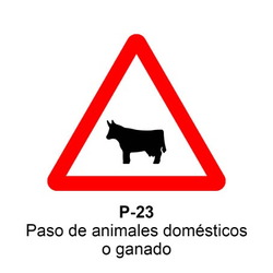 P-23 Paso de animales domésticos Señales DEFINITIVAS (fondo blanco)