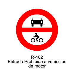 R-102 Entrada prohibida a vehículos de moto Señales DEFINITIVAS ( Fondo blanco )
