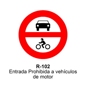R-102 Entrada prohibida a vehículos de moto