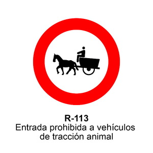 R-113 Entrada prohibida a vehículos de tracción animal
