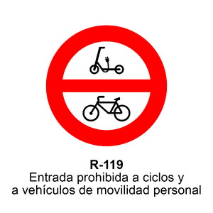 R-119 Entrada prohibida a ciclos y a vehículos de movilidad personal