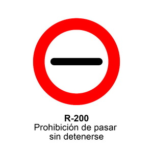 R-200 Prohibición de pasar sin detenerse