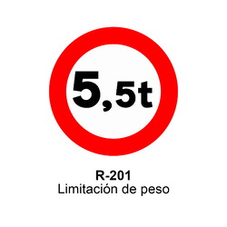 R-201 Limitación de peso Señales DEFINITIVAS ( Fondo blanco )