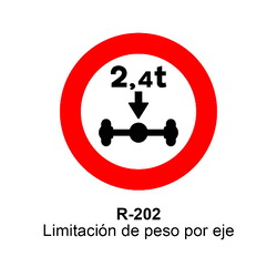 R-202 Limitación de peso por eje Señales DEFINITIVAS ( Fondo blanco )