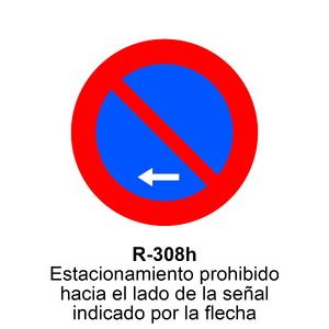 R-308h  Estacionamiento prohibido a la izquierda