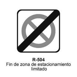 R-504 Fin de zona de estacionamiento limitado Señales DEFINITIVAS ( Fondo blanco )