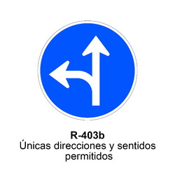 R-403b Únicas direcciones y sentidos permitidos Señales DEFINITIVAS ( Fondo blanco )