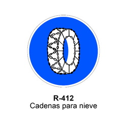 R-412 Cadenas para nieve<p class="new_señal"> NUEVA </p> Señales DEFINITIVAS ( Fondo blanco )