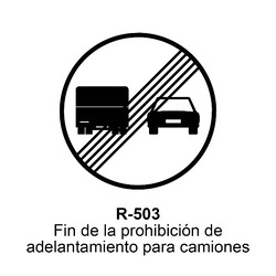 R-503 Fin de la prohibición de adelantamiento para camiones Señales DEFINITIVAS ( Fondo blanco )