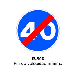 R-506 Fin de velocidad mínima Señales DEFINITIVAS ( Fondo blanco )