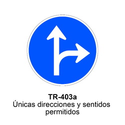 TR-403a Únicas direcciones y sentidos permitidos Señales OBRA (fondo amarillo)