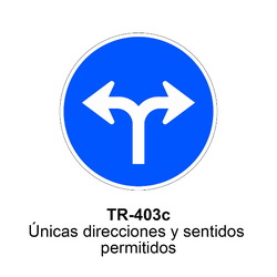 TR-403c Únicas direcciones y sentidos permitidos Señales OBRA (fondo amarillo)