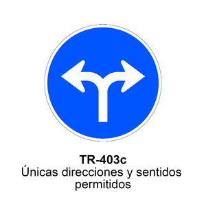 TR-403c Únicas direcciones y sentidos permitidos