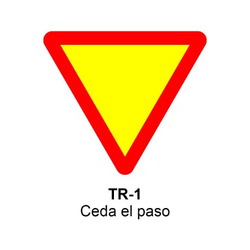 TR-1 Ceda el paso Señales OBRA (fondo amarillo)